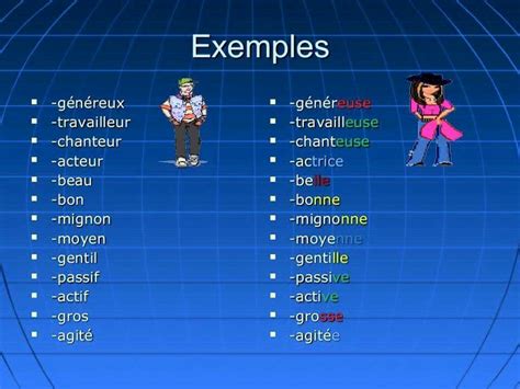 French adjectives - examples | Les adjectifs qualificatifs, Les verbes