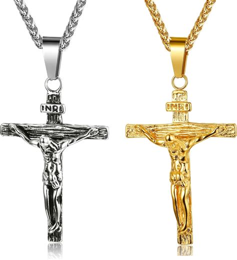 Colar Pingente De Cruz De Crucifixo Florideco Pe As Para Homens