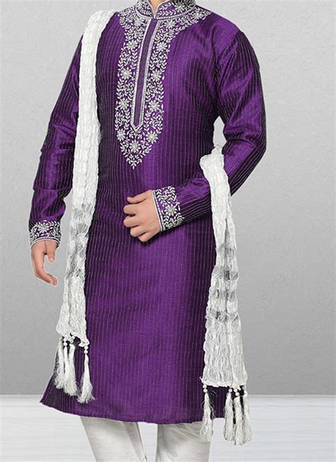 Buy Purple Color Kurta Pyjamas Online Cbazaar