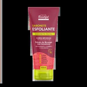 Sabonete Facial Esfoliante Extrato De Morango Face Beautiful Face