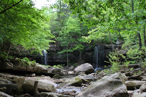 Twin Falls Of Richland Ozark Forest Arklahoma Hiker