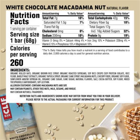 Clif Bar White Chocolate Macadamia Nut Energy Bars Ct Kroger