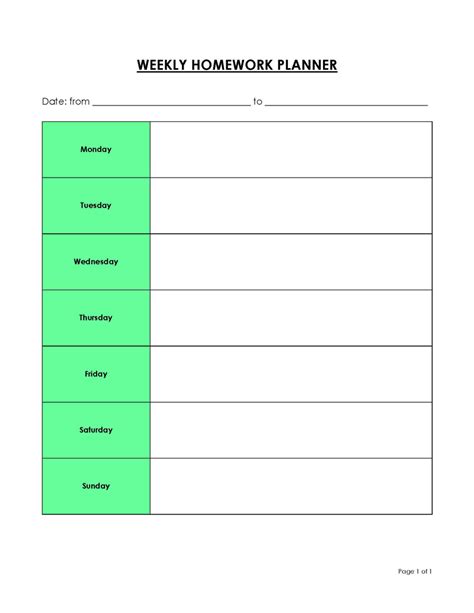 22 Free Printable Homework Planners Editable Templates