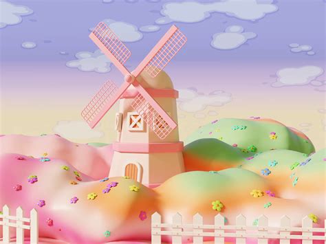 Cartoon Fantasy Windmill and Blooms 3D Animation by Tisna Permadi for ...