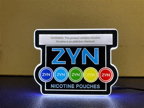 Zyn Lighted Sign Desktop Sized Led Light Up Sign Mini Acrylic Light Up