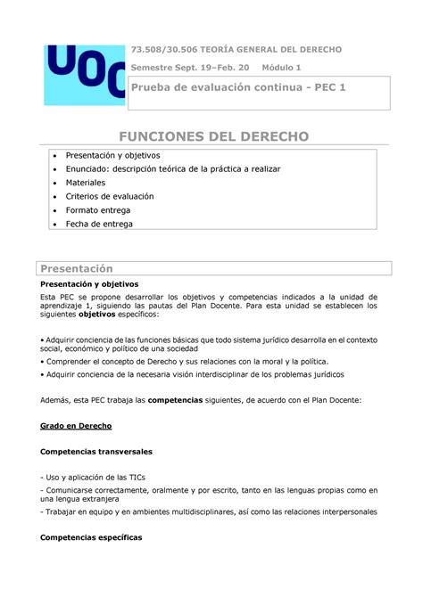 Solución PEC 1 de Introducción al Derecho UOC 73 508 30 TEORÍA