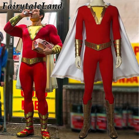 2019 Movie Shazam! Cosplay Costume Custom Made Halloween Costumes Superhero Shazam Costume Fancy ...