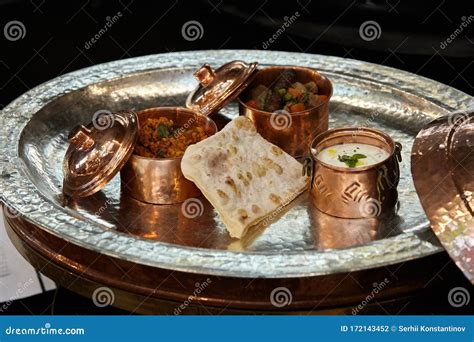 Oriental Cuisine Served in Copper Utensils. National Azerbaijan Dish ...