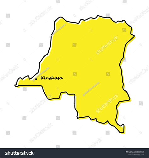 Simple Outline Map Dr Congo Capital Stock Vector (Royalty Free) 2121016028