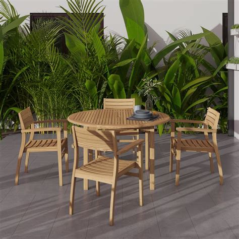 Maliana Round Outdoor Dining Table | Patio bar set, Round outdoor ...