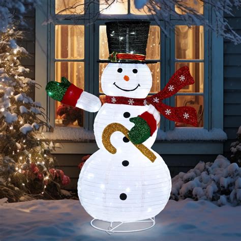 Winado 4ft Pop Up Snowman Outdoor Lawn Decorations Lighted Christmas