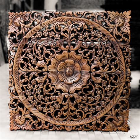 Wooden Wall Carving Panel Indian Style Wall By Siamsawadee