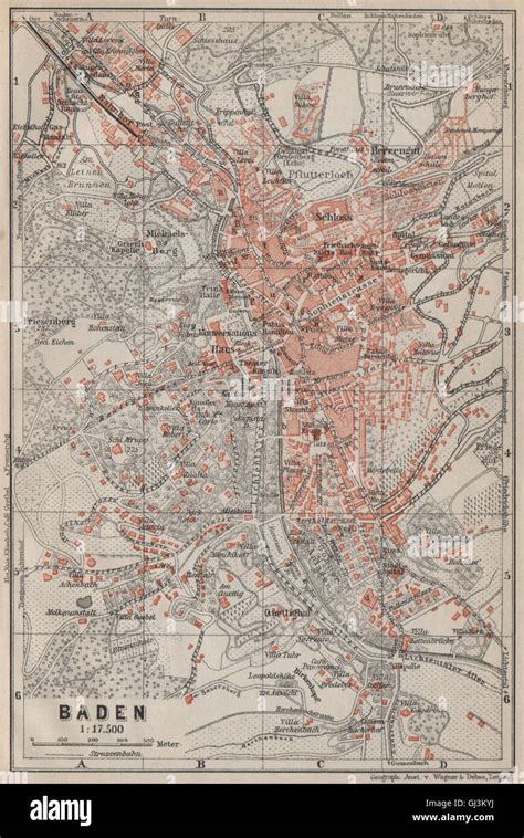 BADEN BADEN Town City Stadtplan Environs Umgebung Germany Karte