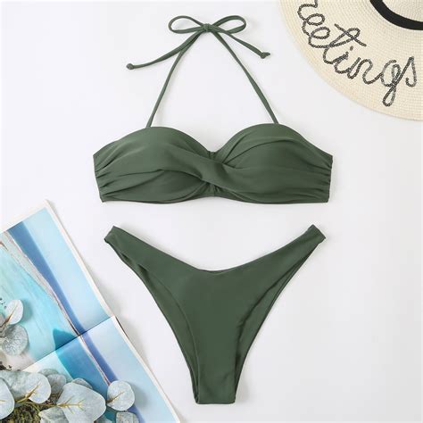 Tponi Swimsuit For Women 2024 Two Piece Sets Green Swimsuit Clearance