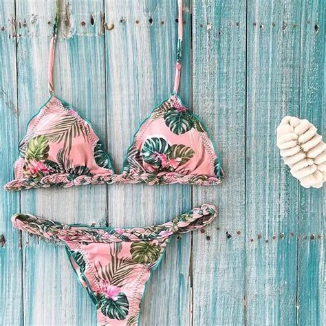 Aliexpress Buy Leaf Print Bikini Set 2018 Swimwear Women Bandage