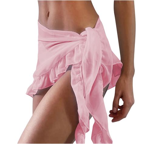 OGLCCG Women S Swimsuit Sarong Cover Ups Summer Beach Bikini Wrap Sheer Short Skirt Chiffon