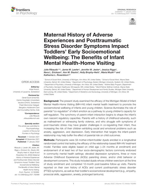 Pdf Maternal History Of Adverse Experiences And Ptsd Symptoms Impact