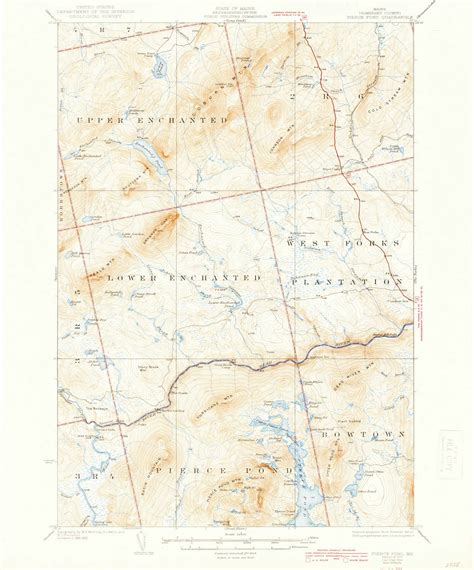 Pierce Pond Maine 1927 1944 USGS Old Topo Map Reprint 15x15 ME Quad