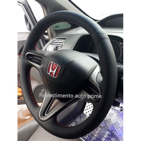 Capa De Volante Costurada New Civic Linha Vermelha Shopee Brasil