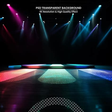 Premium PSD | Stage with lights Magical spotlight effect Transparent background and Colorful ...