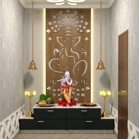 compact pooja mandir design  led strip lights livspace