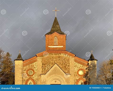 Facade of an Old Stone Church. Architecture Stock Image - Image of ...