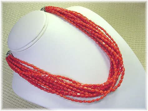 Red Coral 10 Strand Sterling Silver Native Necklace Native Etsy