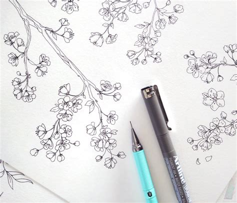 Spring Bullet Journal Layout Cherry Blossoms — Evelyne Park Art