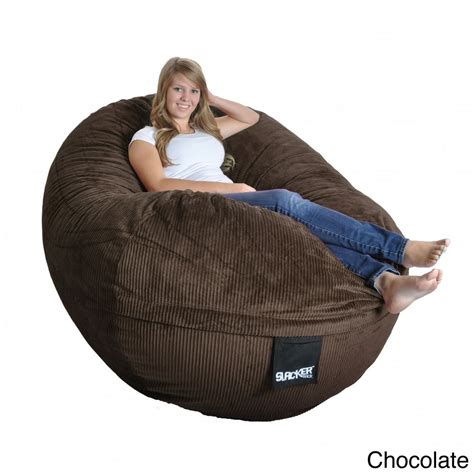 Slacker Sack Corduroy Oval Large Microfiber Suede And Foam Bean Bag Chair Chocolate Corduroy