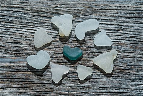 Sea Glass Heart 9pcs Real Sea Glass Heart Art Nautical Etsy