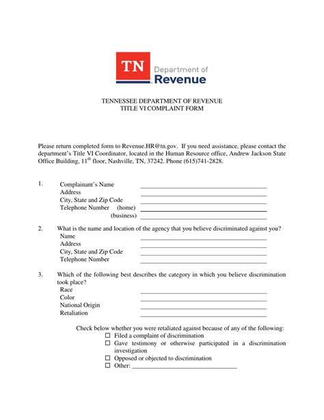 Tennessee Title Vi Complaint Form Fill Out Sign Online And Download Pdf Templateroller