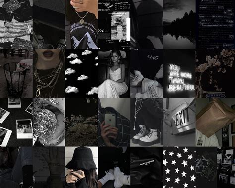 Black Wall Collage Kit Black Wall Collage Dark Aesthetic Etsy In 2022 Wall Collage Bedroom