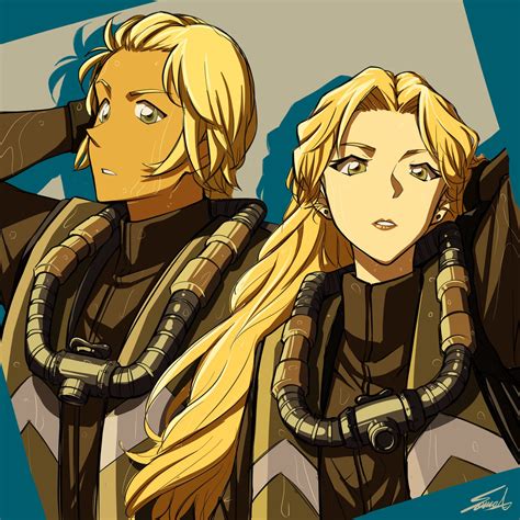 Safebooru Boy Girl Amuro Tooru Blonde Hair Blue Background Commentary Request Dark Skinned