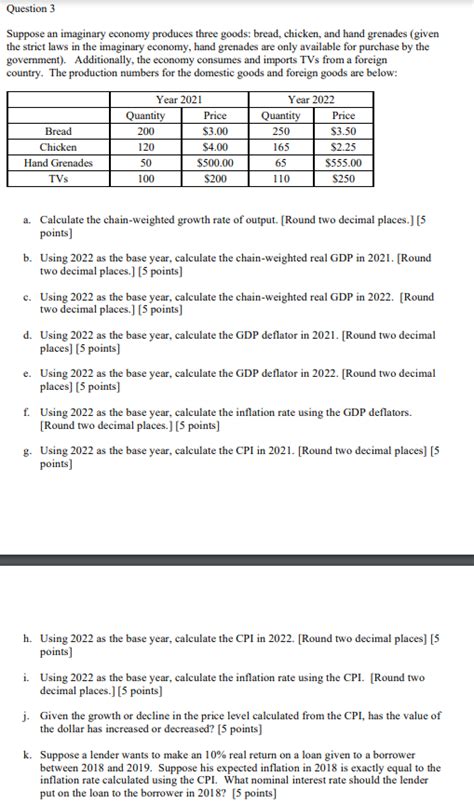 Solved Suppose An Imaginary Economy Produces Three Goods Chegg
