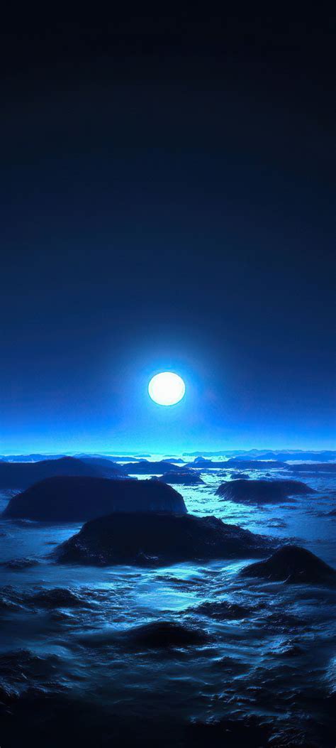 1080x2400 Ocean Dark Night Moon 4k Google Pixel 7 ,HD 4k Wallpapers ...