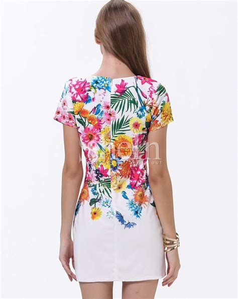 Vestido Floral Manga Corta Blanco Spanish Shein Sheinside