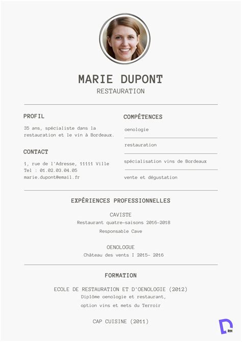 Cv Restauration T L Charger Format Word Pdf