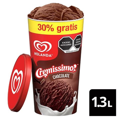 Helado Holanda Cremissimo Sabor Chocolate 1 3 L Walmart