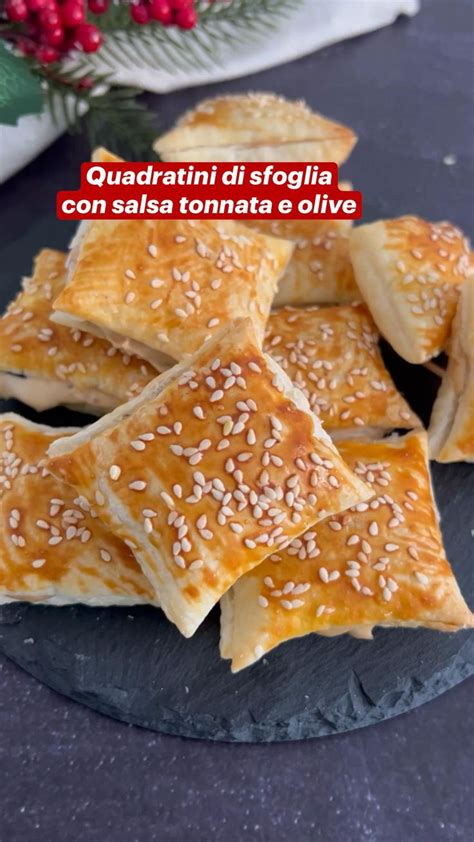 Quadratini Di Sfoglia Con Salsa Tonnata E Olive Antipasto Facile E