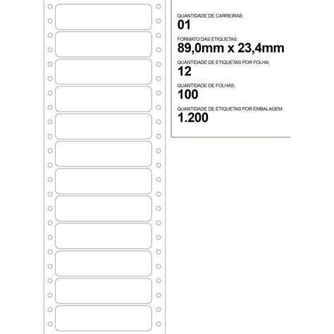 Etiqueta Matricial 89X23 4Mm 100 Folhas Pct 1200 MadeiraMadeira