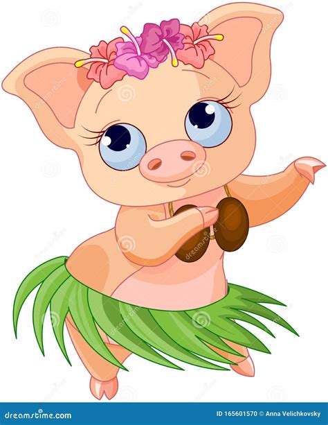 Hula Dancing Pig Stock Vector Illustration Of Luau 165601570