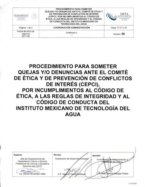 Pdf Quejas Y O Denuncias Ante El Comit De Tica Y De Prevenci N De