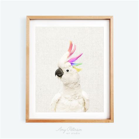 Cockatoo With Rainbow Feathers, Cockatoo Portrait, Tropical Bird Art ...