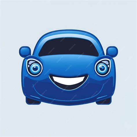 Premium Vector | Blue car emoticon funny car face character smiles icons vector illustration