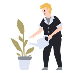 Diseño PNG Y SVG De Hombre Regando Una Planta En Una Maceta Para Camisetas