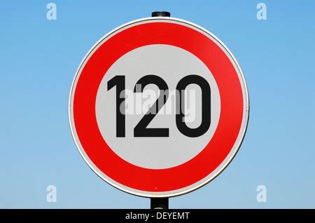 Road Sign Speed Limit Km H Stock Photo Alamy