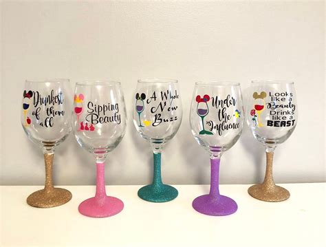 Disney Princess Inspired Wine Glasses Drinking Beauty Drunk Etsy