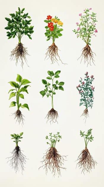 botanical illustration  plants  roots premium ai generated image