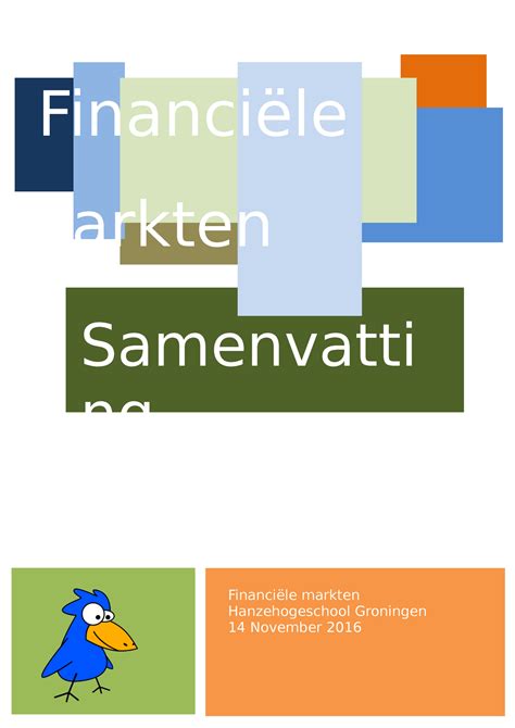 FMA Samenvatting Financiele Markten en Treasury Financiële Markten