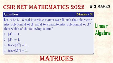 CSIR NET JUNE 2022 Linear Algebra Part B Matrices Mathtecz